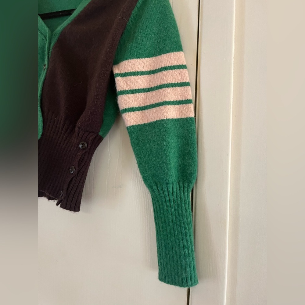 SOLD 💔Anthropologie VTG style wool knit blend letterman collage sweater xs/s - Picture 3 of 10